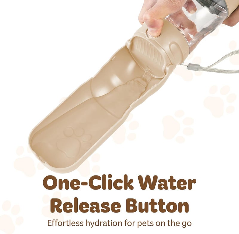 desired tools Portable Pet Food and Water Dispenser, 2 in 1 Cat & Small Dog Water Bottle & Food Container, Lightweight, BPA Free Pet Water Bottle Traveling Essentials for Walking & Hiking (Khaki, 13oz) - Image 4